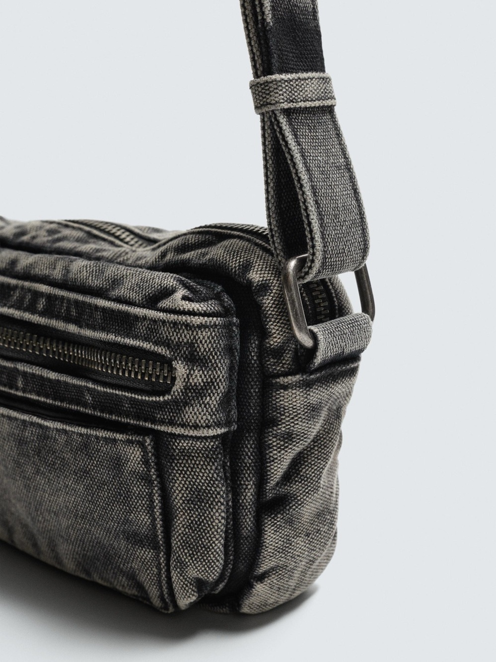 ZARA Washed Effect Denim Crossbody Bag